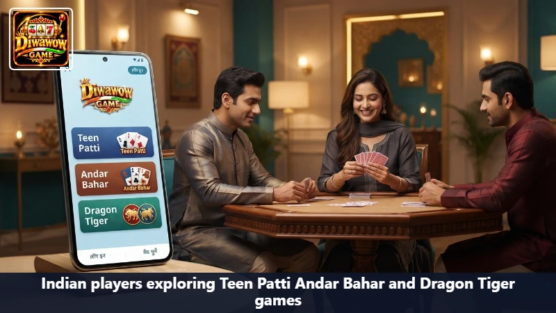 Indian players exploring Teen Patti Andar Bahar and Dragon Tiger games