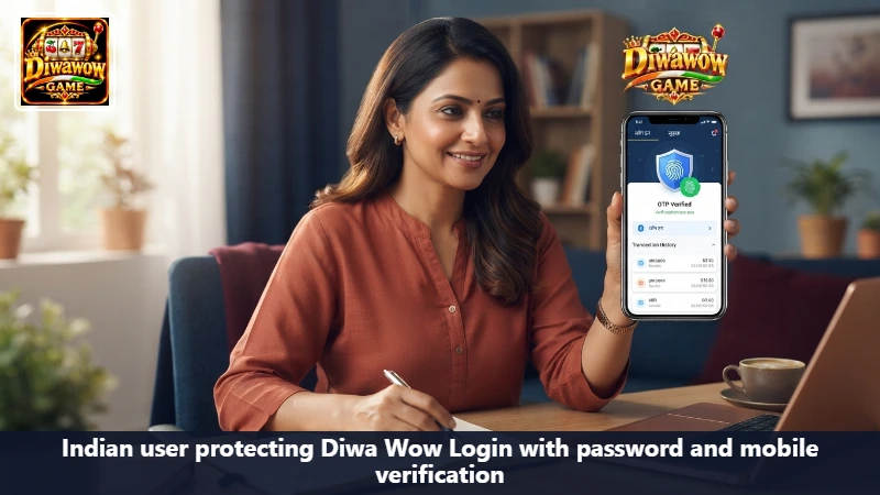 Indian user protecting Diwa Wow Login with password and mobile verification
