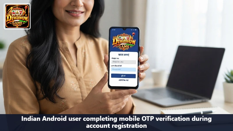 Indian Android user completing mobile OTP verification during account registration