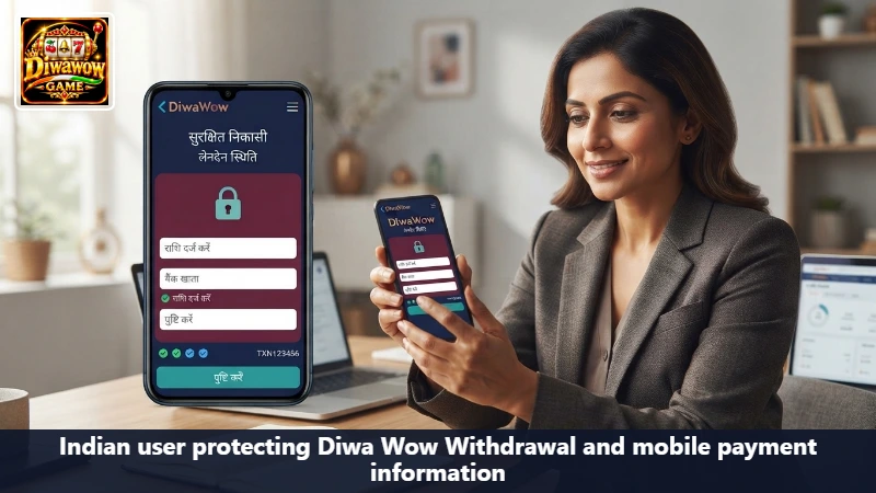 Indian user protecting Diwa Wow Withdrawal and mobile payment information