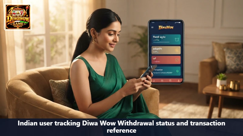 Indian user tracking Diwa Wow Withdrawal status and transaction reference